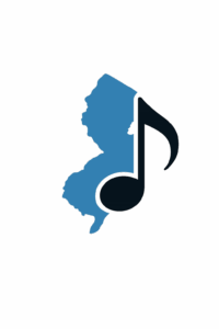 NJ Summer Concerts logo - map of New Jersey with a music note